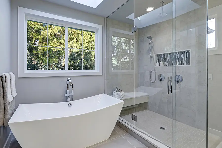 Bathroom with shower and bathtub installation system