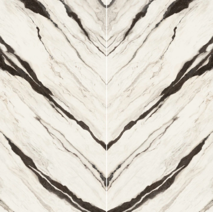 Polished Bookmatched Porcelain Slab in Panda Luxury