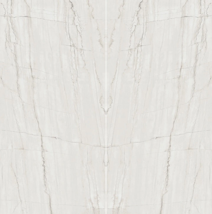 Satin 3D Bookmatched Porcelain Slab in Mont Blanc Luxury