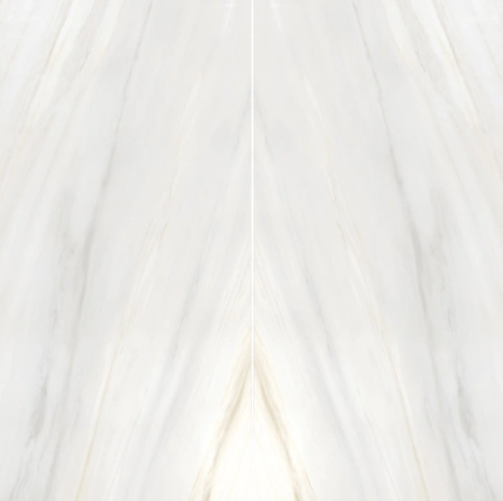 Satin Porcelain Bookmatched Slab in Bianco Lasa