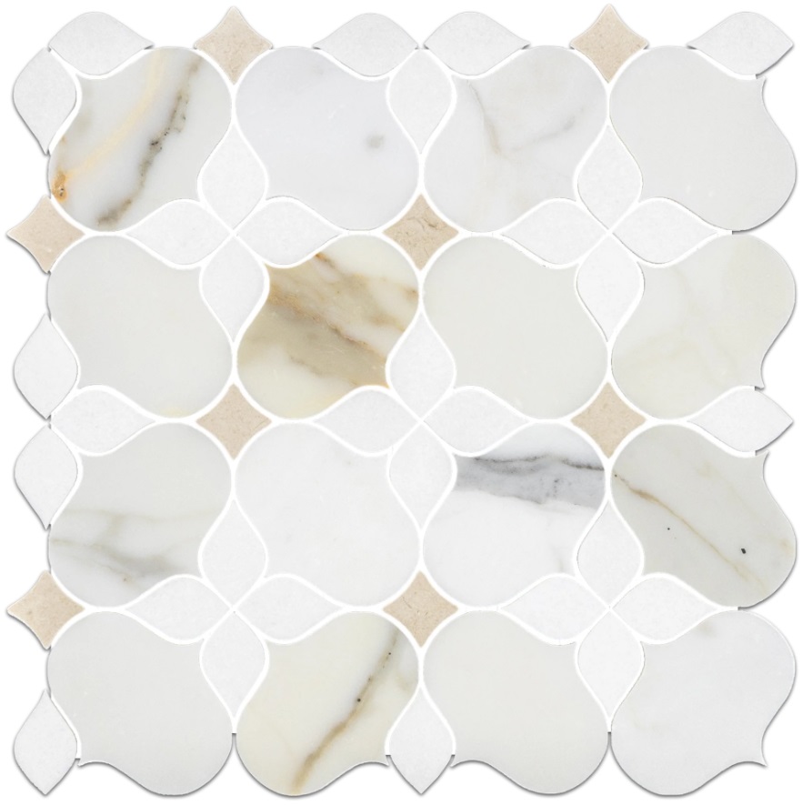 Calacatta Gold Silhouette With White Thassos And Crema Marfil marble