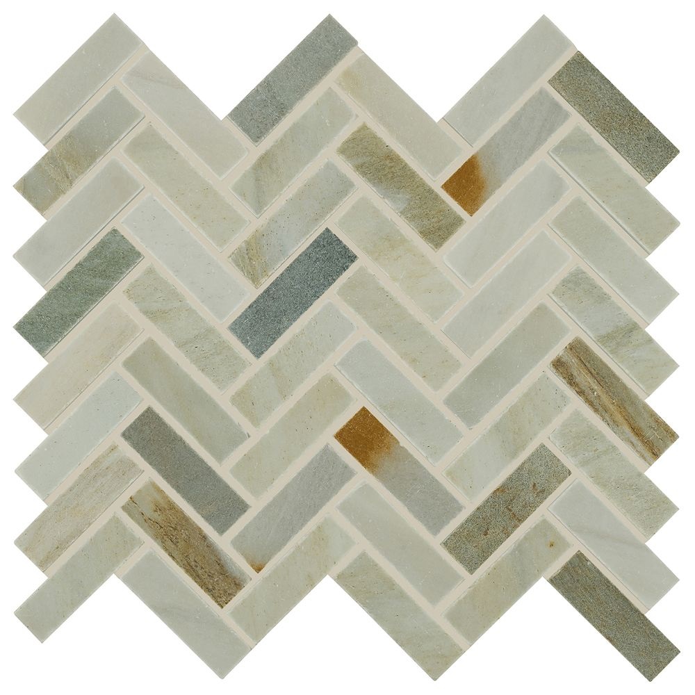 Yin & Yang 1x3 Herringbone Mosaic Lotus Blossom - stone tile Yin + Yang ...