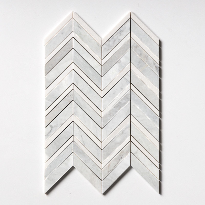 Avenza, Aspen White Multi Finish Chevron Fusion Marble Mosaic - marble ...
