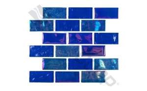 1" x 2" Equinox Textured Glass Tile Dark Blue Floor Tile