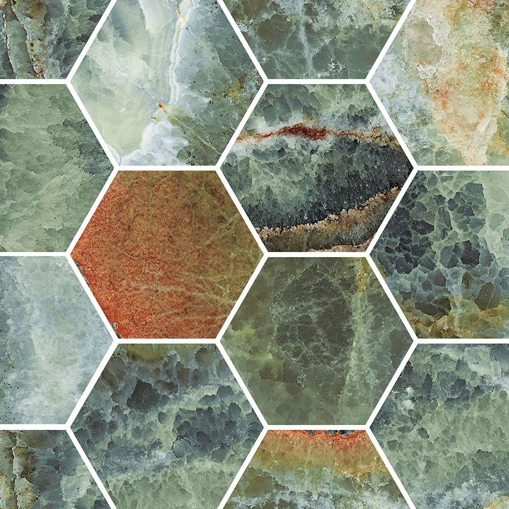 Nebula Onyx Emerald Hexagon Polished Mosaic