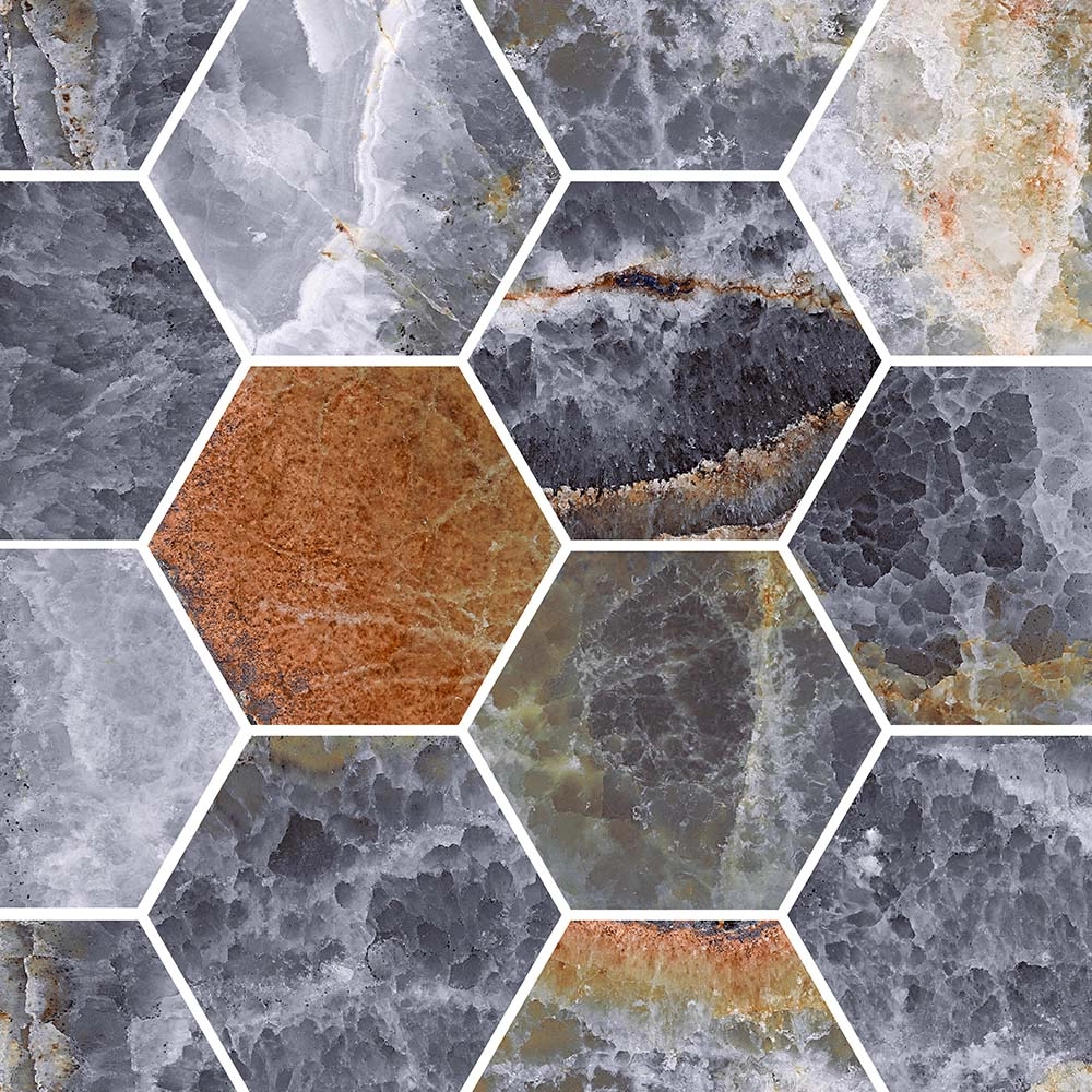 Nebula Onyx Indigo Hexagon Polished Mosaic