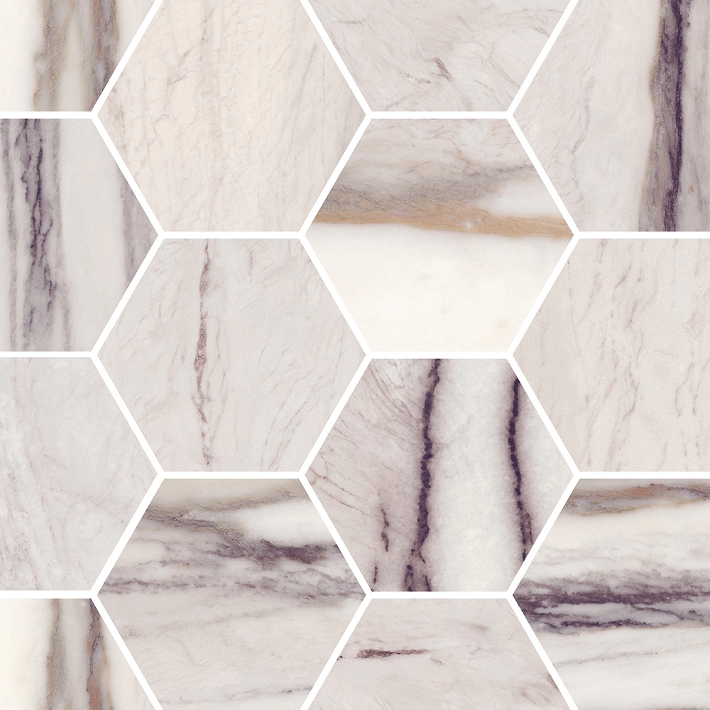 Nebula Marble Purple Hexagon Polished Mosaic