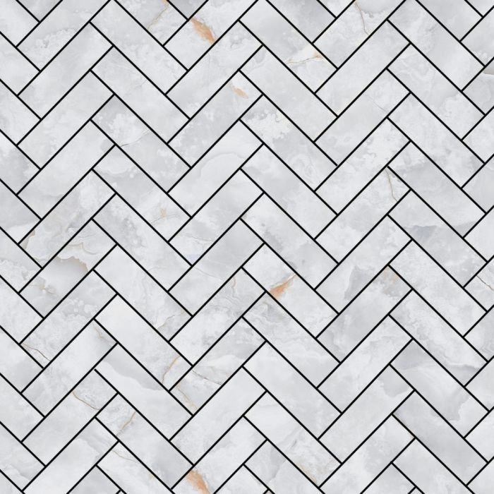 Artistry Herringbone Mosaic Onyx Emerald Bianco