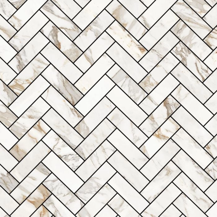 Artistry Herringbone Mosaic Statuario Royal Bronze