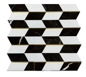 RP3013 NERO MARQUINA + PLAIN WHITE PARALLELOGRAM