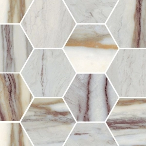 Galaxy 4 Hexagon Mosaic Polished Marble Indigo