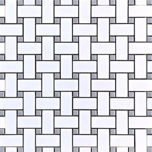 Geometrics Basketweave White W/ Grey Dot