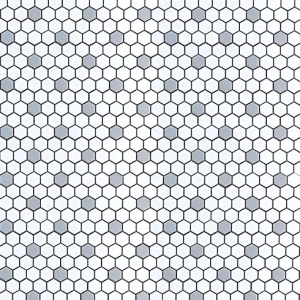 Geometrics 1 Hex Pattern White W/ Grey Dot
