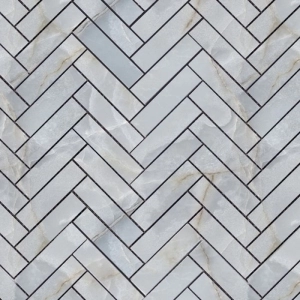Masterpiece 1x4 Herringbone Mosaic Blue Polished