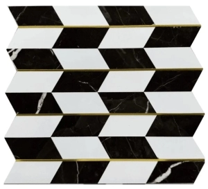 RP3013 Nero Marquina + Plain White Parallelogram