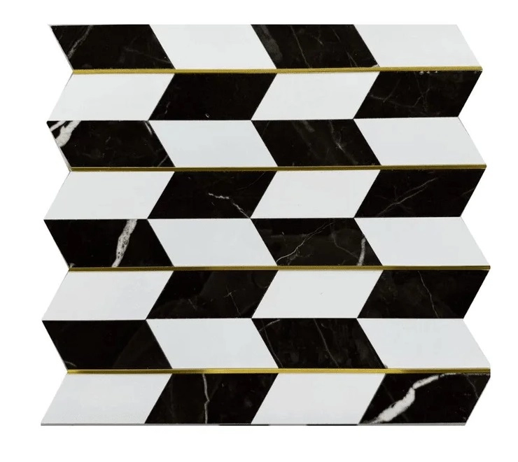 RP3013 NERO MARQUINA + PLAIN WHITE PARALLELOGRAM