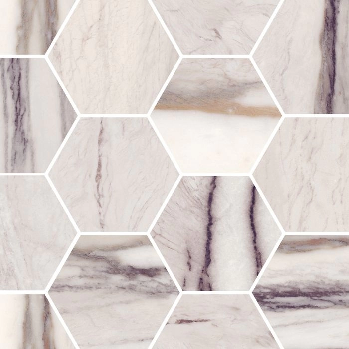 Galaxy 4 Hexagon Mosaic Polished Marble Purple
