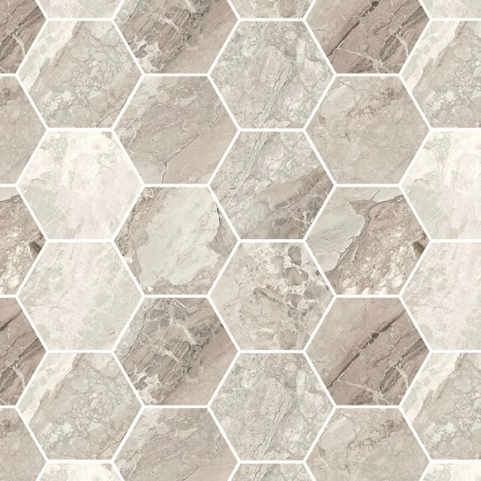 Gemstone 4 Hex Mosaic Beige Polished