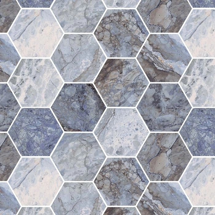 Gemstone 4 Hex Mosaic Ocean Polished Gemstone 4 Hex Mosaic Ocean Polished