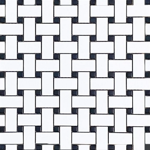 Geometrics Basketweave White W/ Black Dot