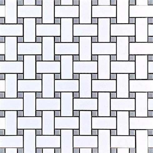 Geometrics Basketweave White W/ Grey Dot