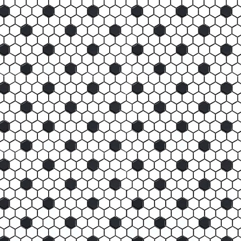 Geometrics 1 Hex Pattern White W/ Black Dot