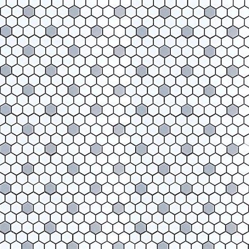 Geometrics 1 Hex Pattern White W/ Grey Dot