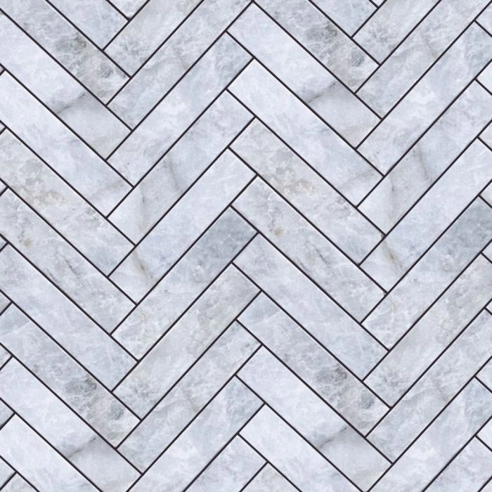 Luminous 1x6 Herringbone Mosaic Sky Polished