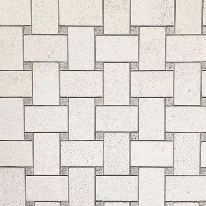 Pietra Blend Mosaic Basketweave White Pietra Blend Mosaic Basketweave White