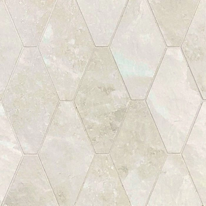 Rock Salt 3x6 Long Hex Mosaic Matte White Gold