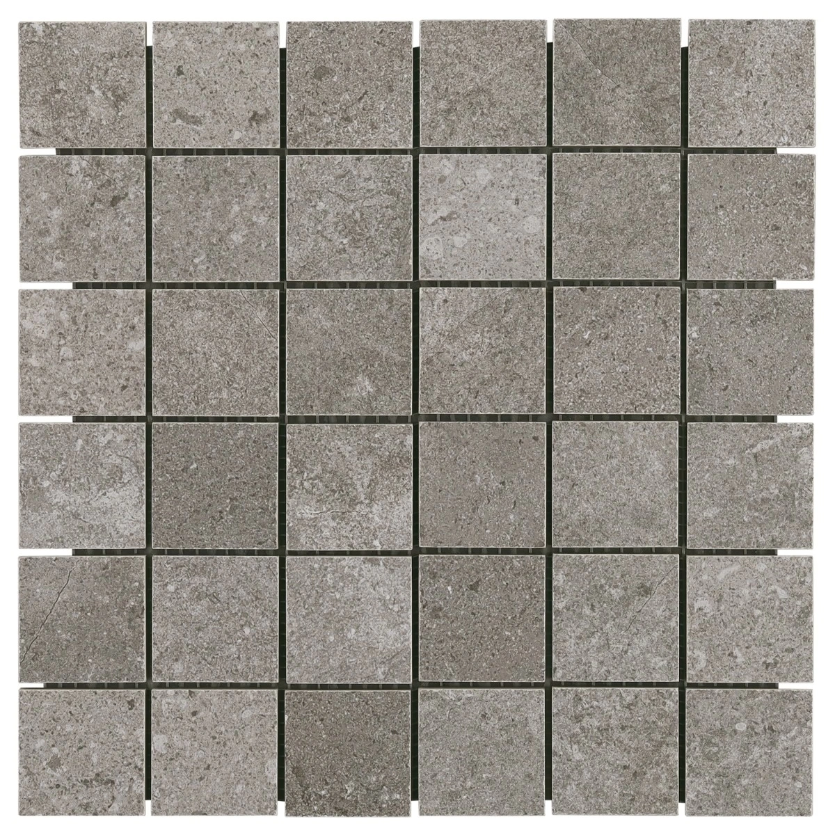 Ages Fossil Dark Gray 2x2 Limestone Look Matte Porcelain Mosaic