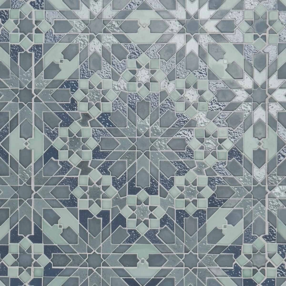 Alpana Taza Ocean Blue Mixed Finish Lava Stone and Cement Mosaic