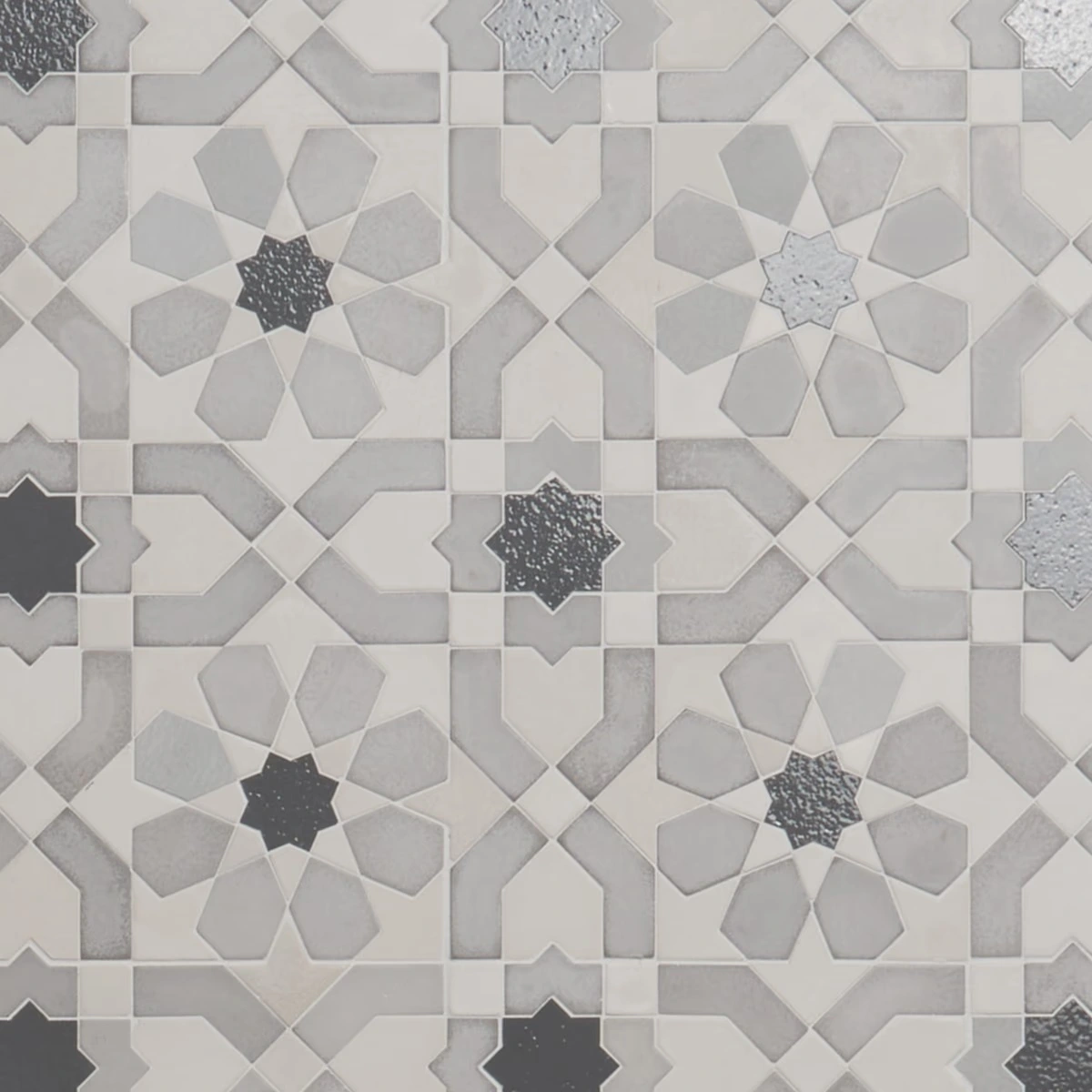 Alpana Fes Cloud Gray Mixed Finish Lava Stone and Cement Mosaic