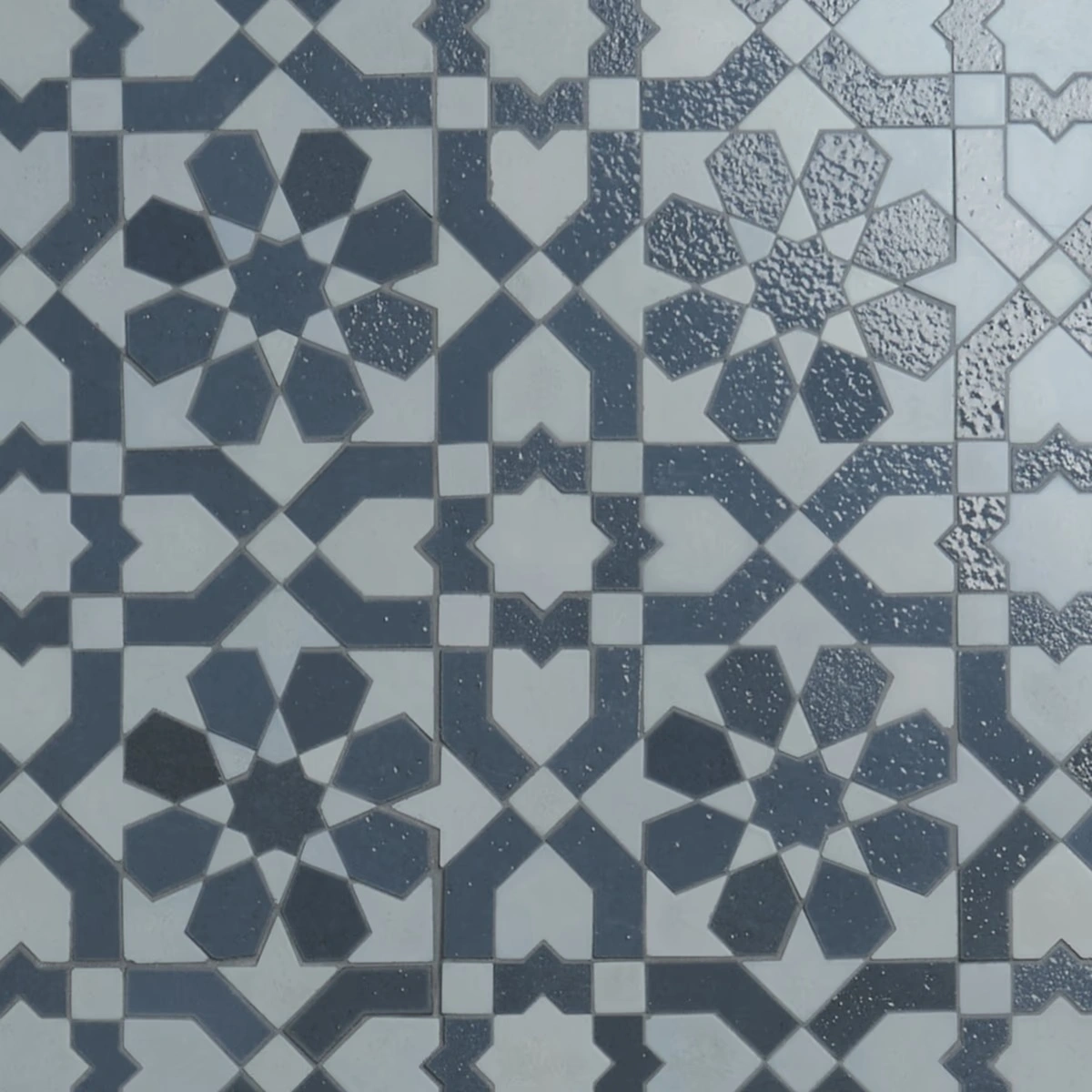 Alpana Fes Sky Blue Mixed Finish Lava Stone and Cement Mosaic