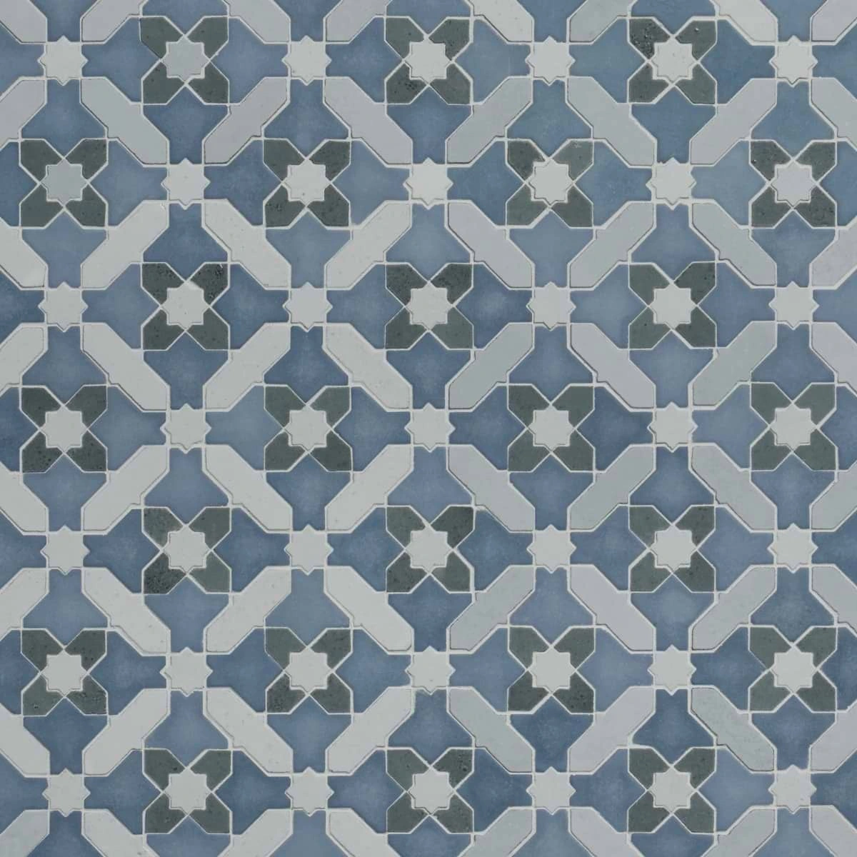 Alpana Safi River Blue Mixed Finish Lava Stone and Cement Mosaic