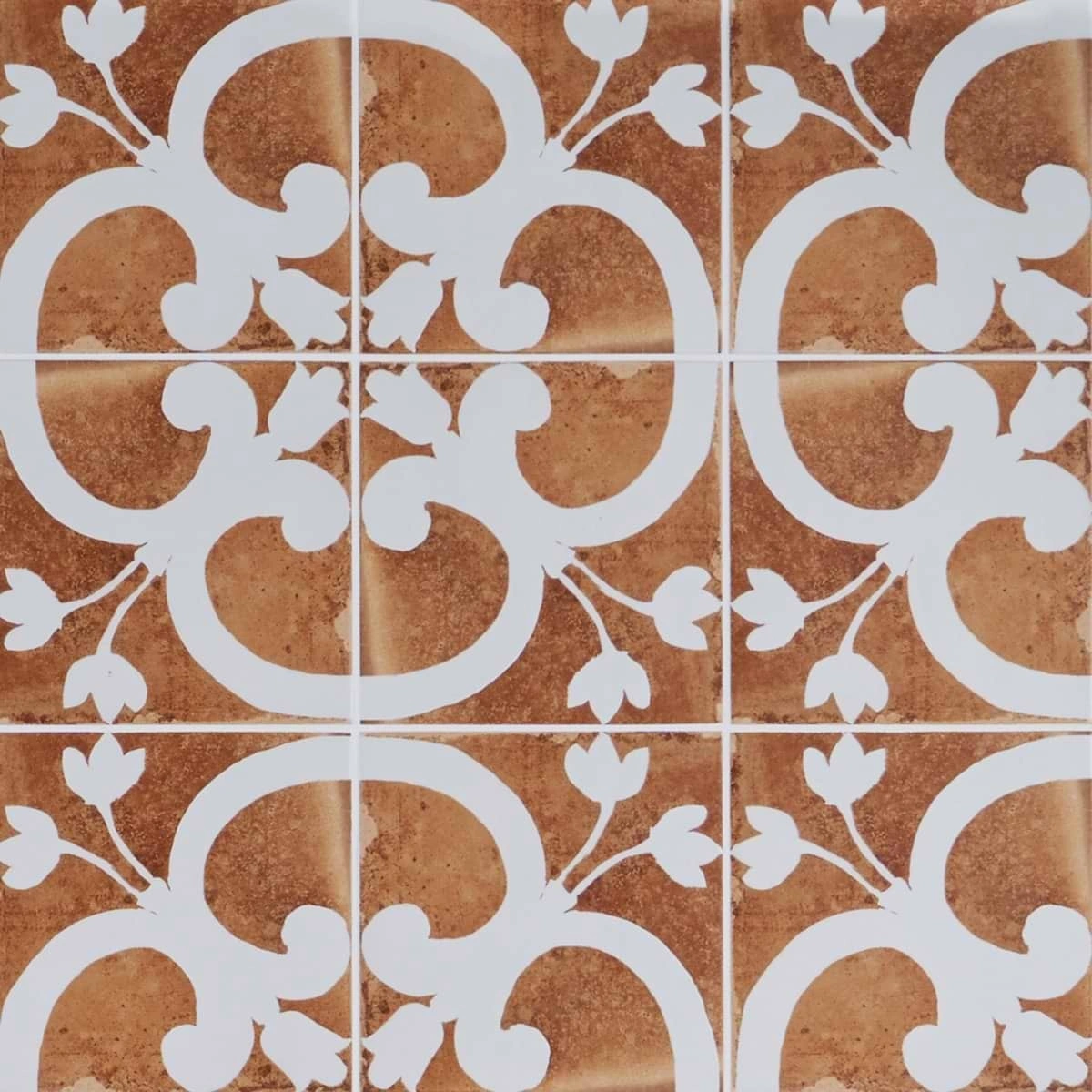 Angela Harris Messina Flora Terracotta 8x8 Matte Porcelain Matte