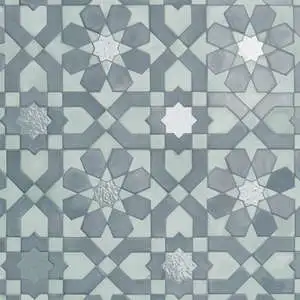 Alpana Fes Ocean Blue Mixed Finish Lava Stone and Cement Mosaic