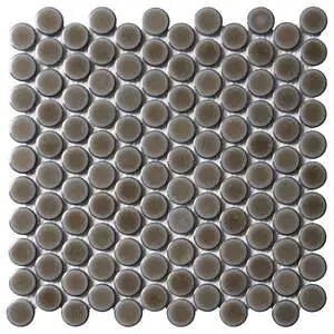 Denim 2.0 Heather Gray Rimmed 1" Circle Polished Porcelain Mosai