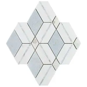 Elaine Azul Blue Celeste Polished Marble and Pearl Mosaic Tile