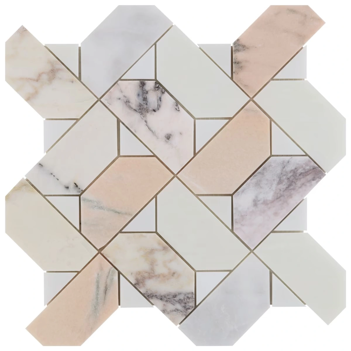 Cafura Grace Peach Polished Marble Luxury Mosaic Tile