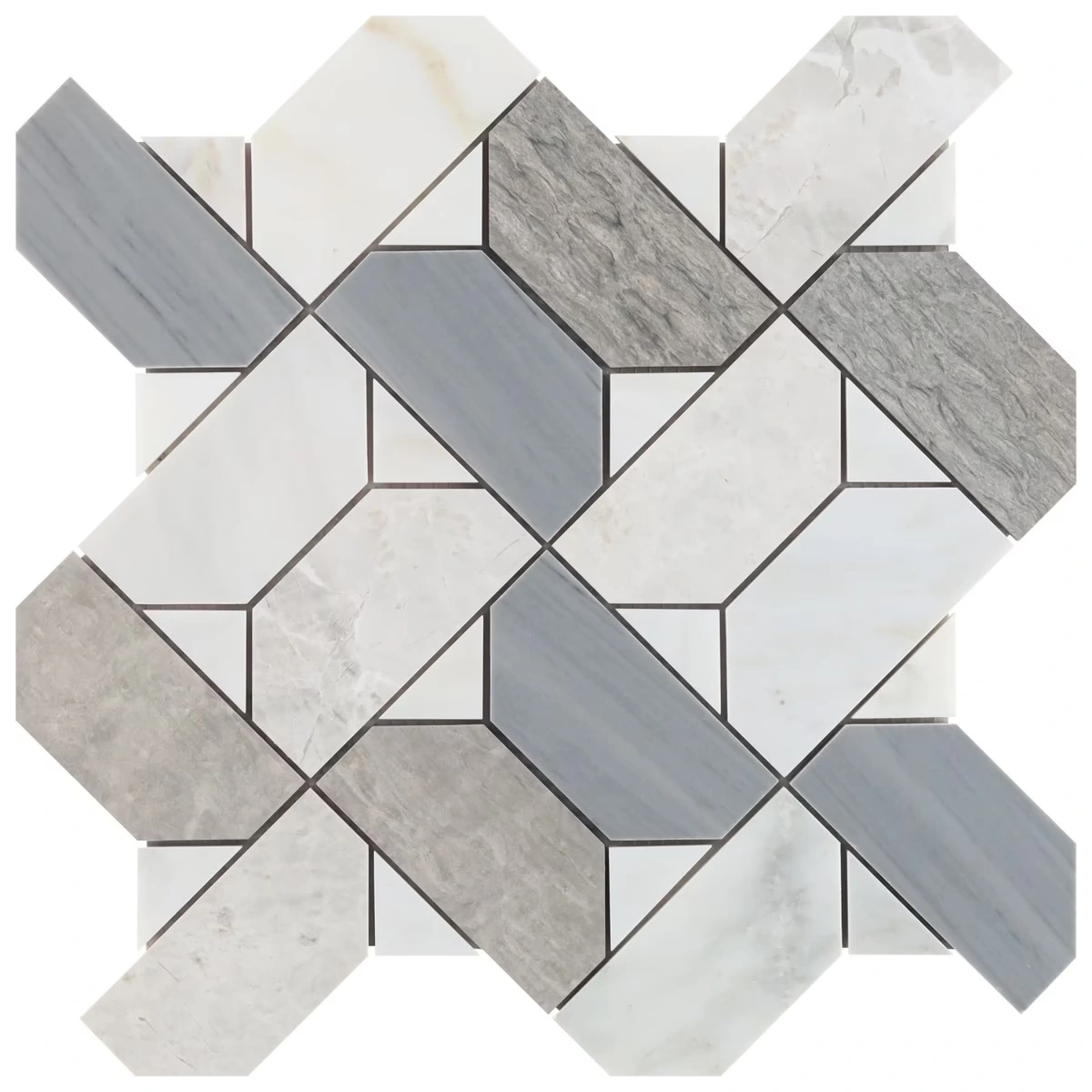 Cafura Glacier Gray Polished Marble Luxury Mosaic Tile