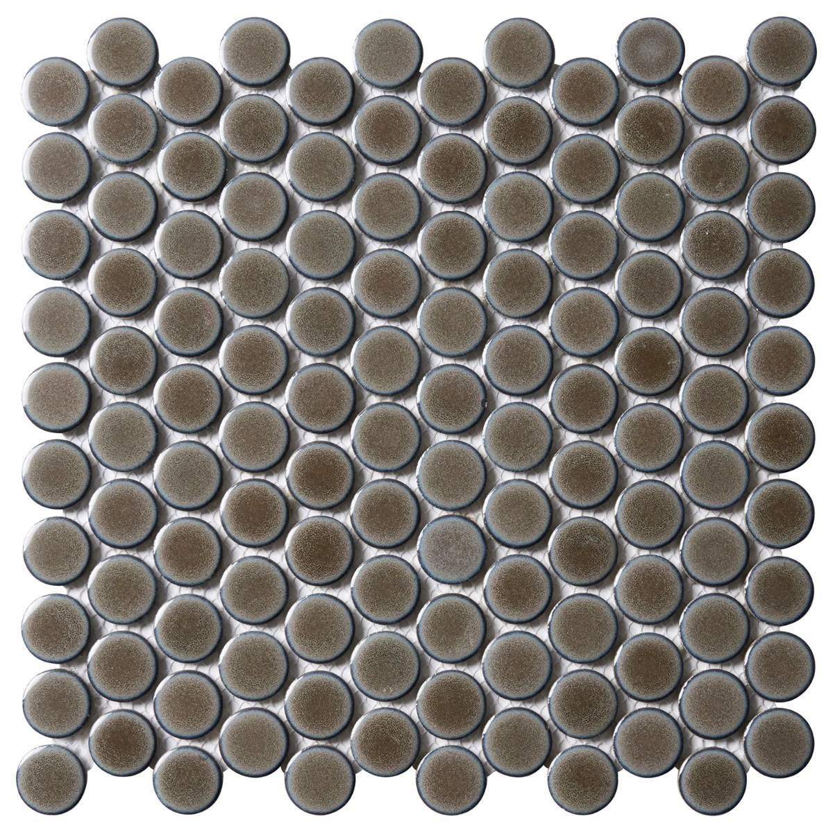 Denim 2.0 Heather Gray Rimmed 1" Circle Polished Porcelain Mosai