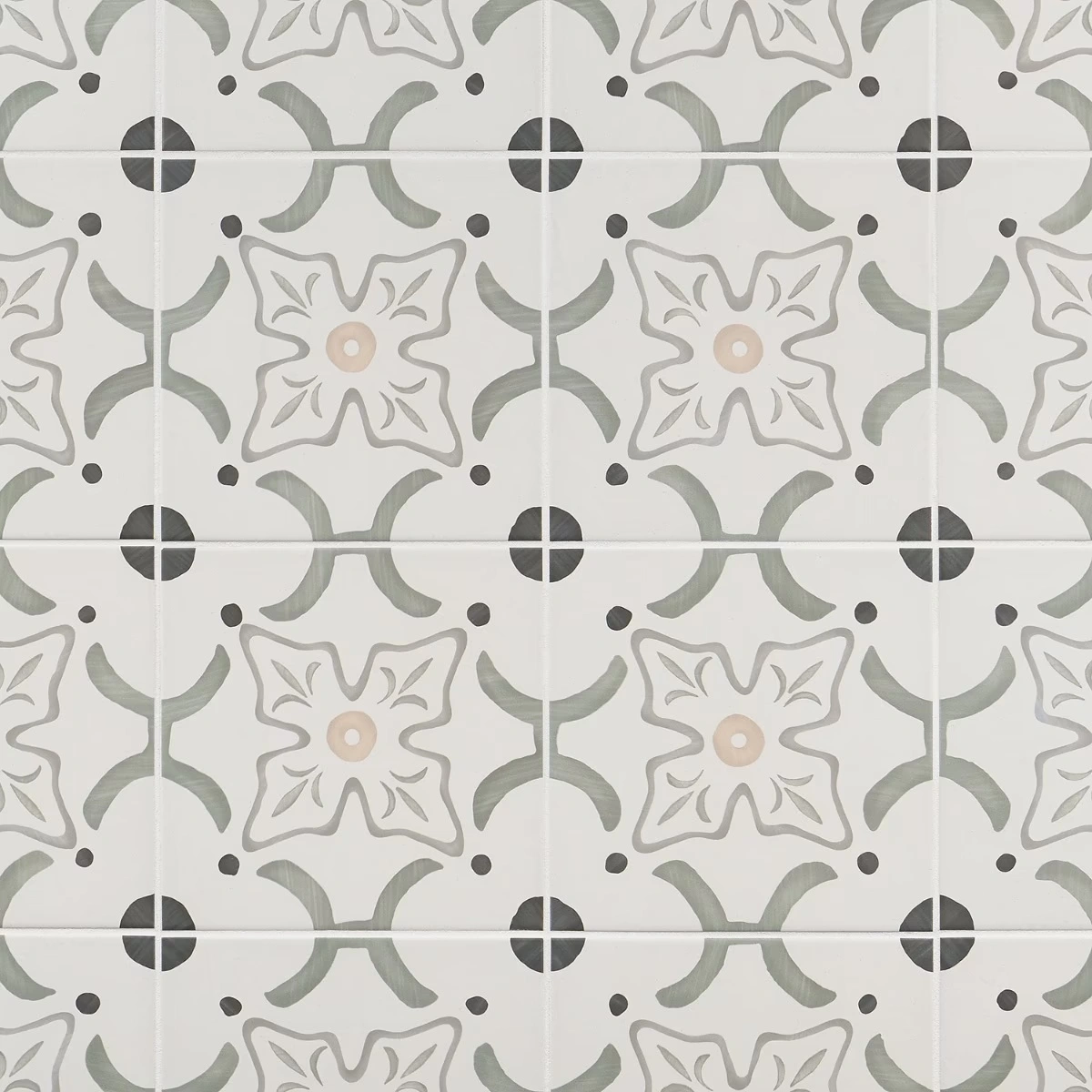 Dhar Flora Green 9x9 Matte Porcelain