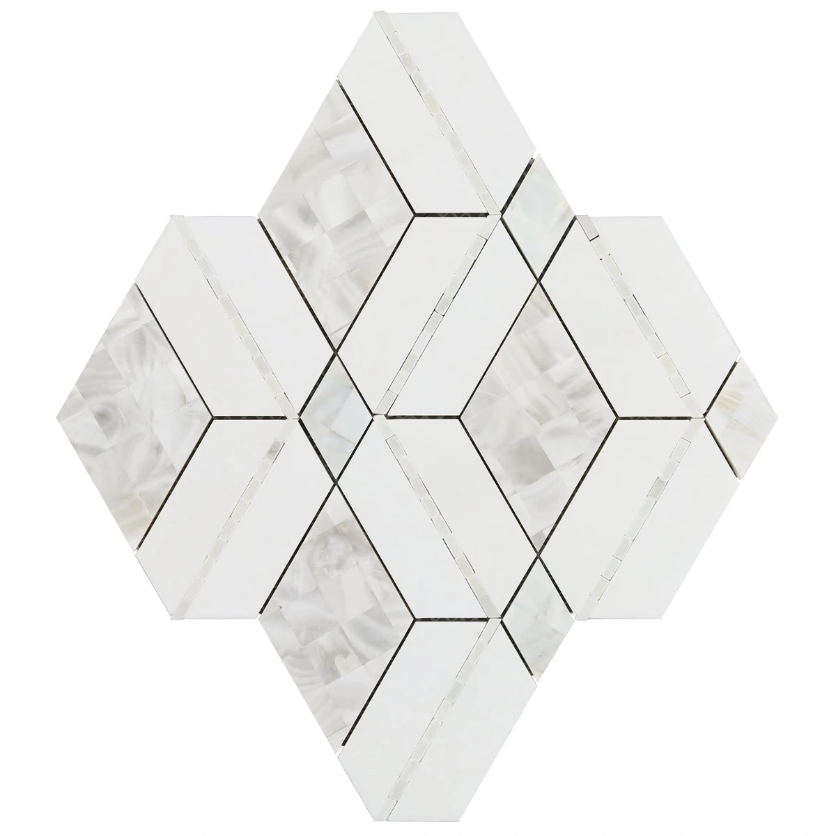 Elaine Pearl White Polished Marble and Pearl Mosaic Tile