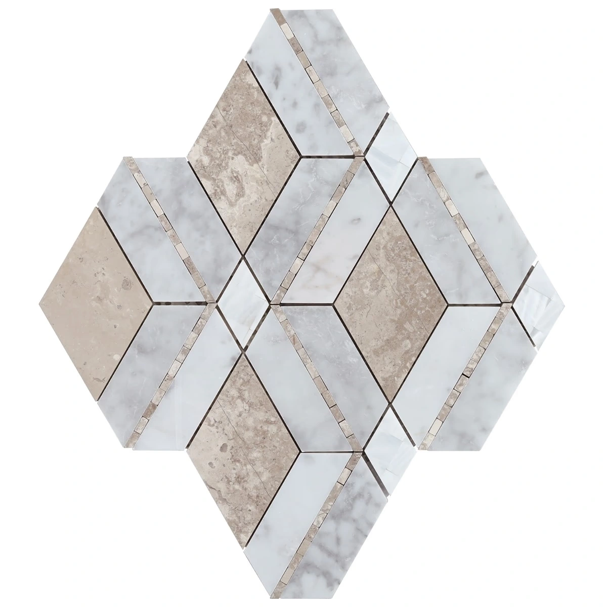 Elaine Champagne Beige Polished Marble and Pearl Mosaic Tile