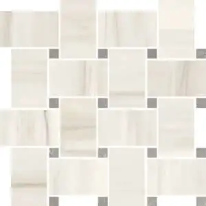 Beige Shine Basketweave Mosaic Polished