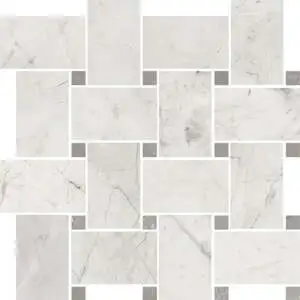 White Shine Basketweave Mosaic Polished