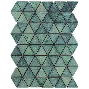 Gowanus Aquamarine Green 2" Triangle Glossy Lava Stone Mosaic