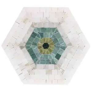 Imogen Verde Green 6" Hexagon Marble Micro Mosaic Polished Marbl