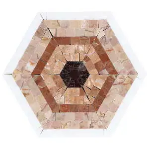 Imogen Terra Rosa 6" Hexagon Marble Micro Mosaic Polished Marble